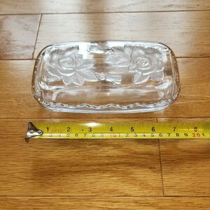 Clear CrystalGlass Floral Trinket/butter/candy/jewelry Dish - Rose Motif